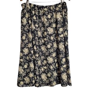 Vintage 90s Koos Of Course Black Floral Midi A-Line Fully Lined Skirt Size 1X